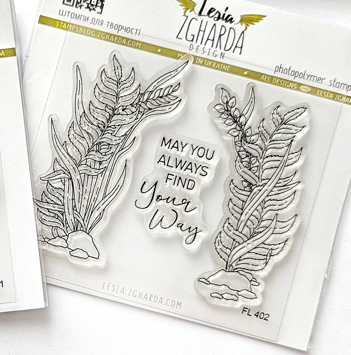 {FL402} Stamp Set "Ferns with sentiment "May You Always Find Your Way"