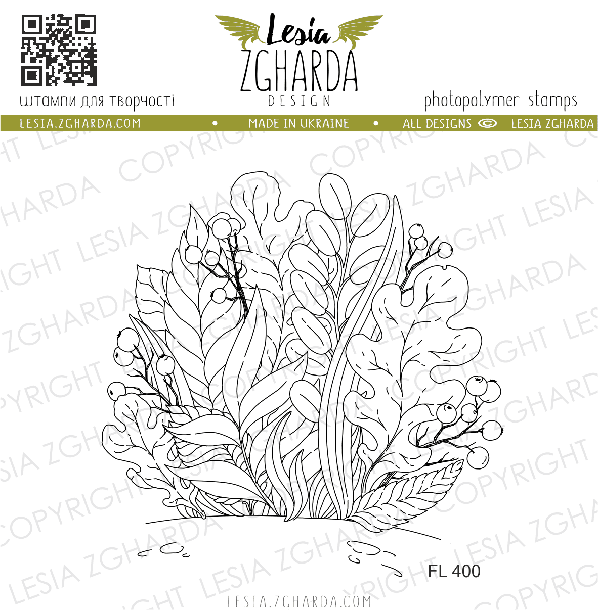 {FL403} Stamp "Forest Leaves & Berries"