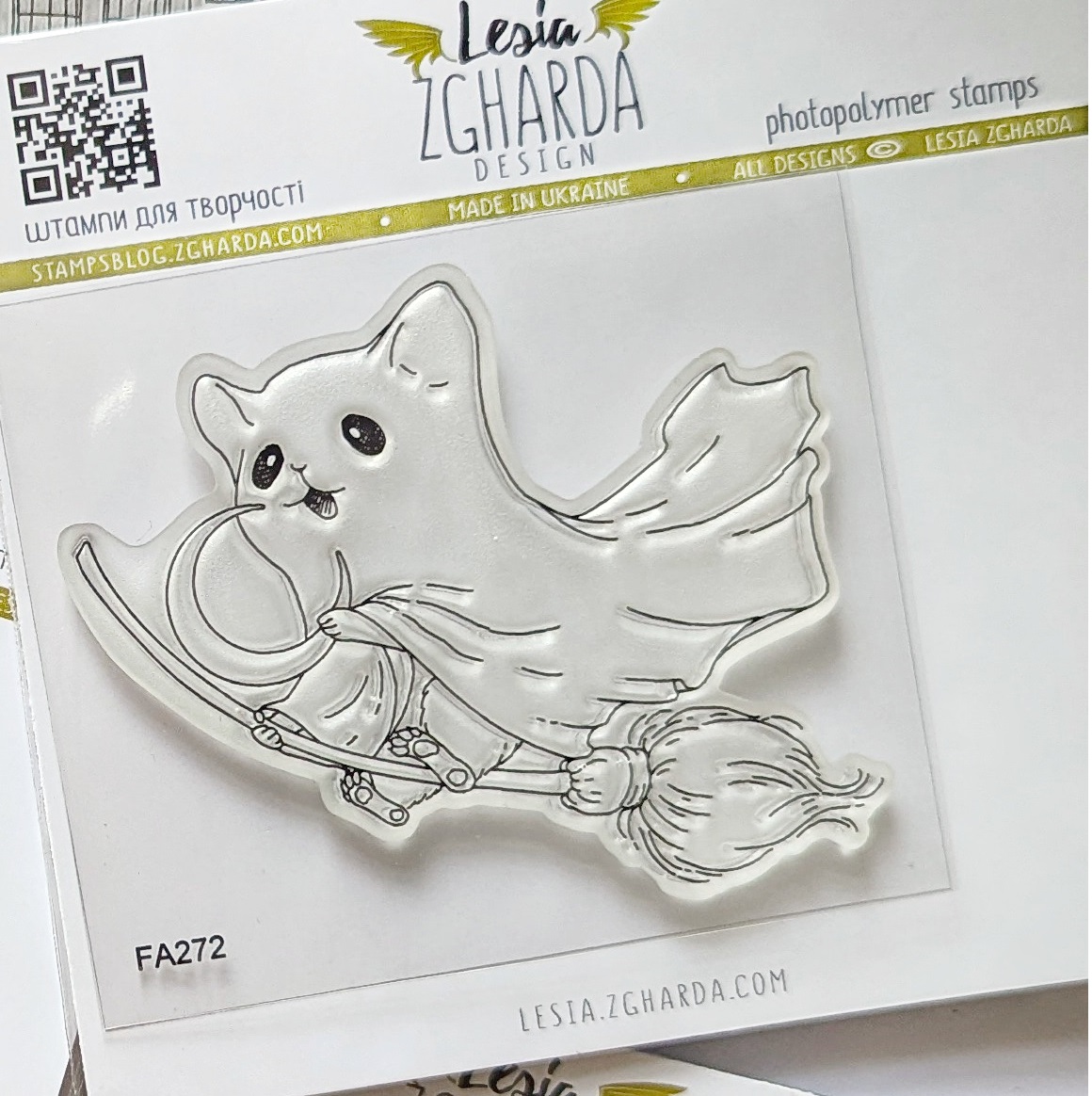{FA272} Stamp "Halloween Cat Ghost with a Moon"