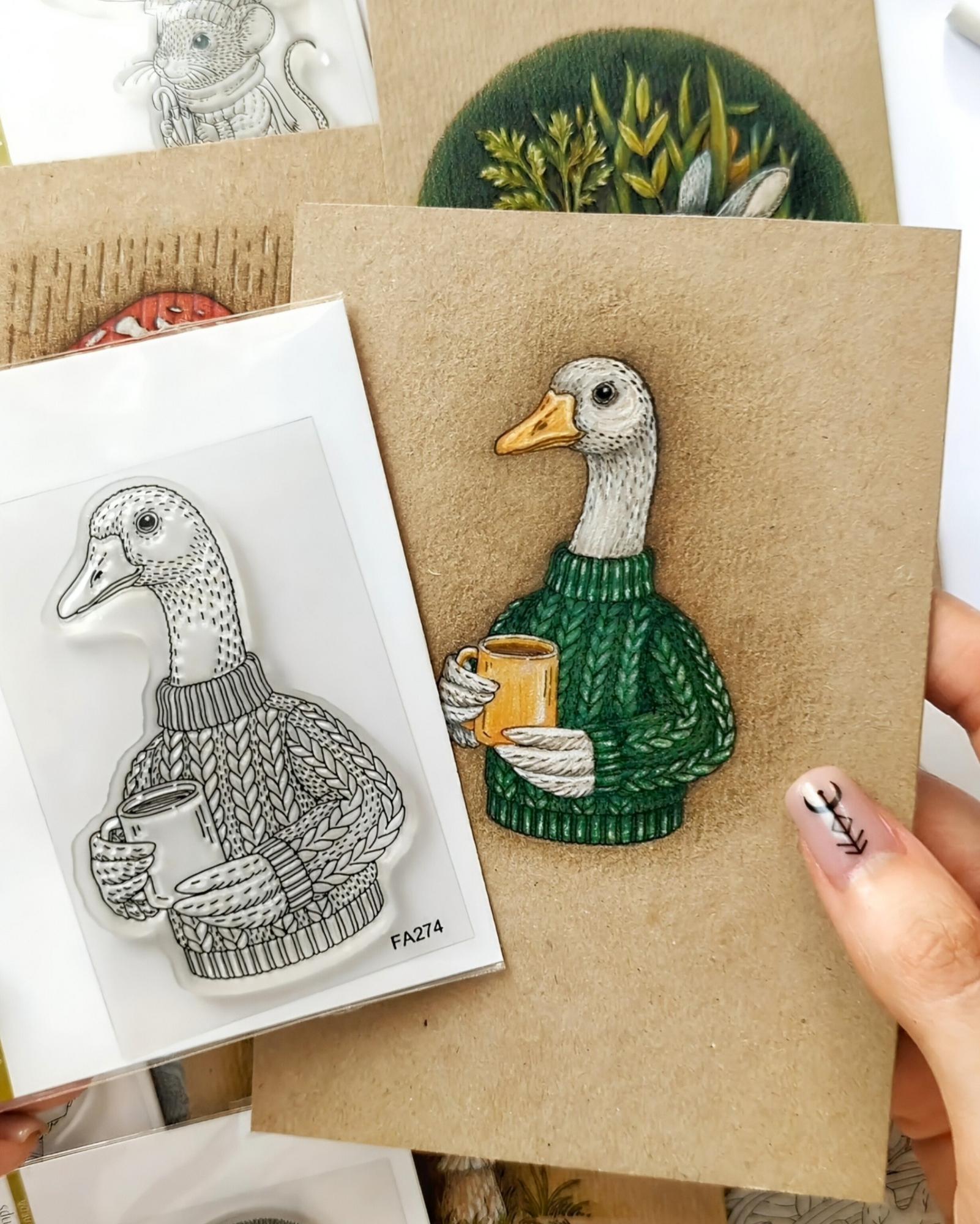 {FA274} Stamp "Goose’s Morning Coffee"