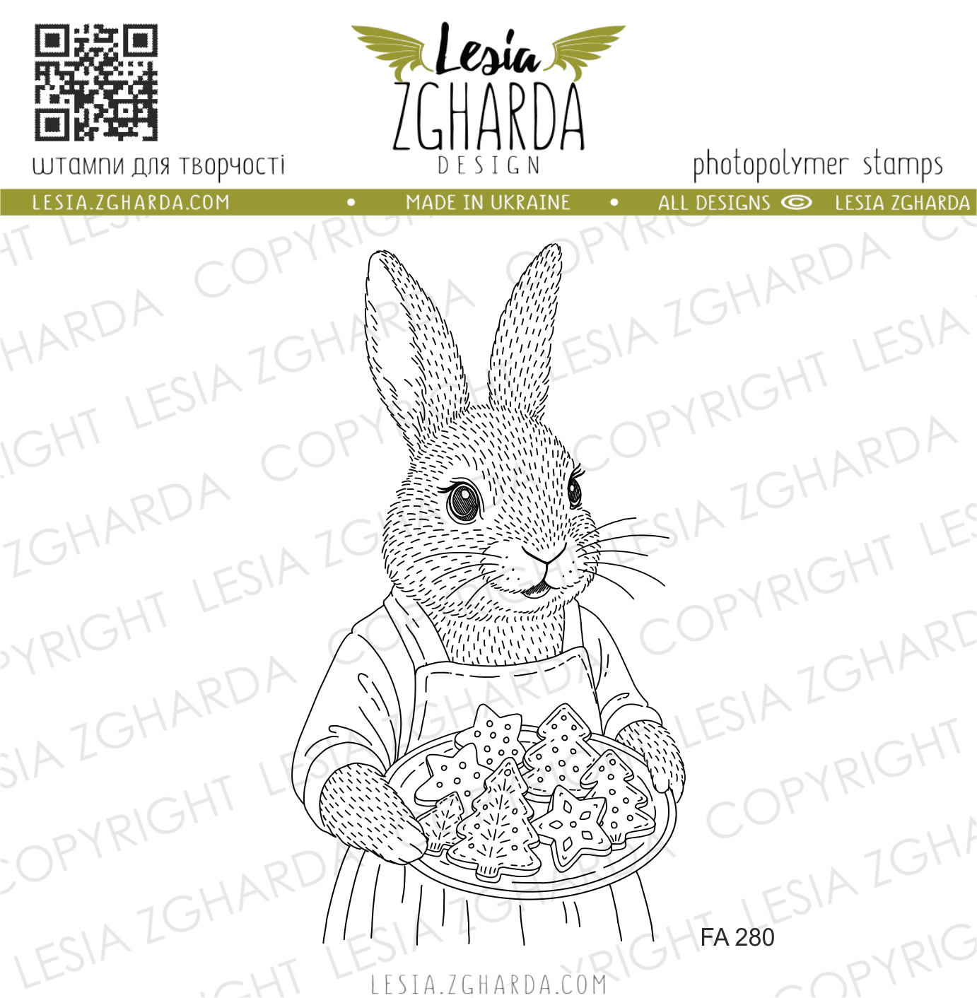 {FA280} Stamp "Mama Bunny with Christmas Cookies"