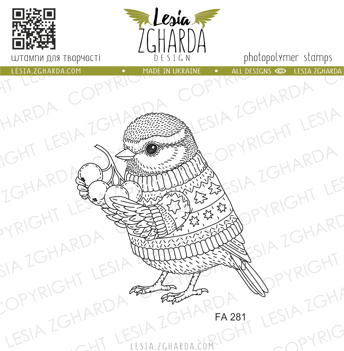 {FA281} Stamp  "Winter Tit Bird with Berries"