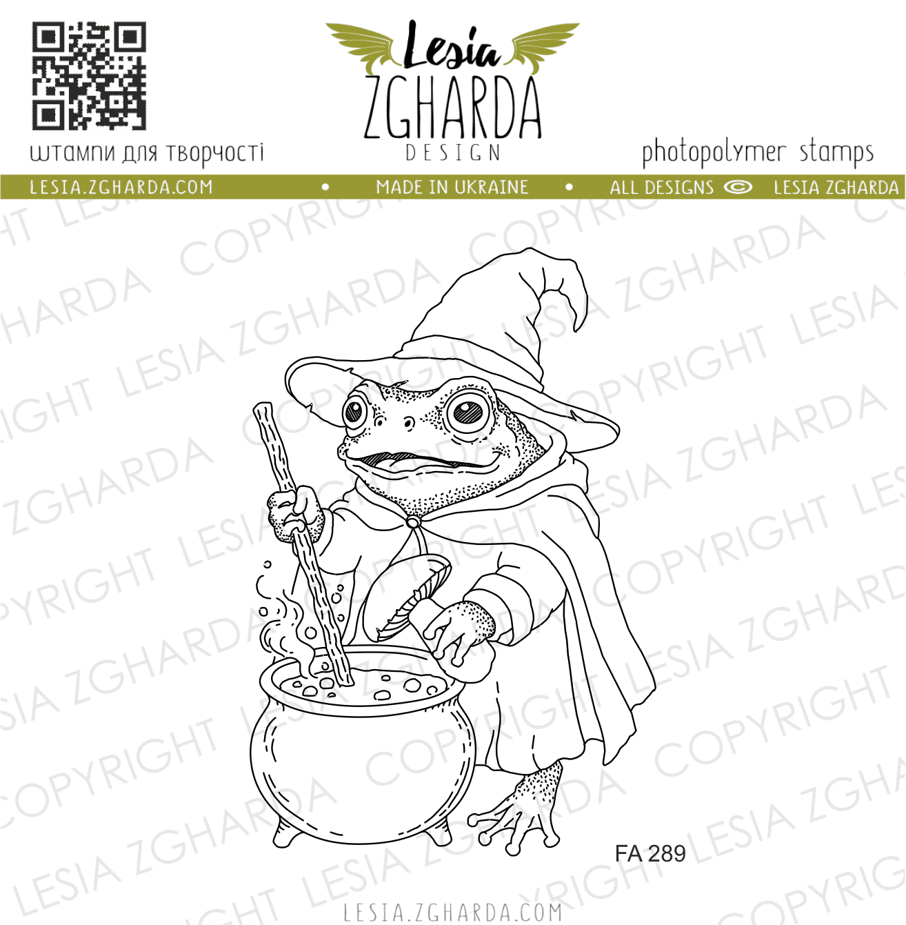 {FA289} Stamp "Spellcasting Wizard Frog "