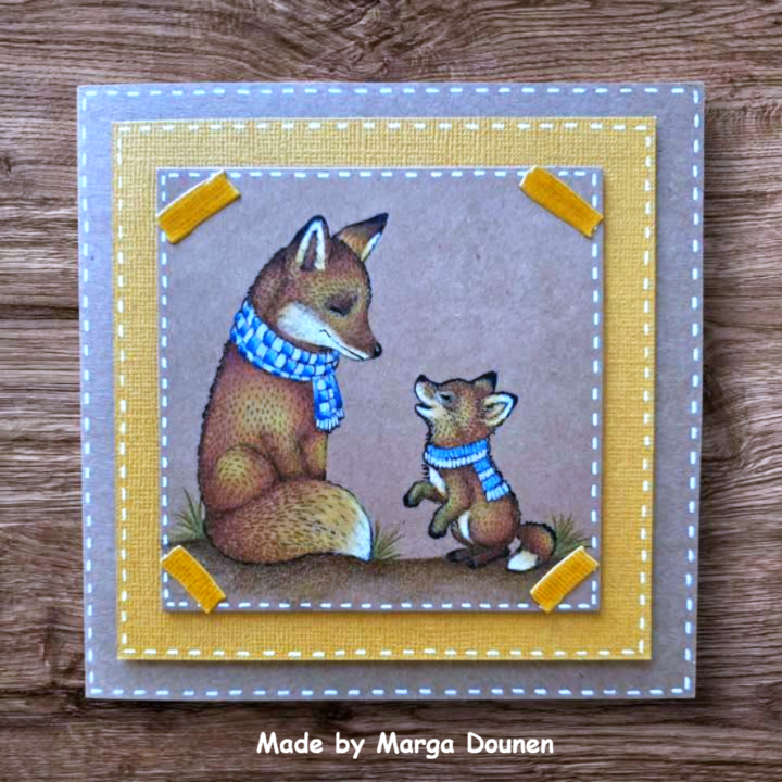 {FA295} Stamp Set "Fox Mama and Baby in Cozy Scarves"