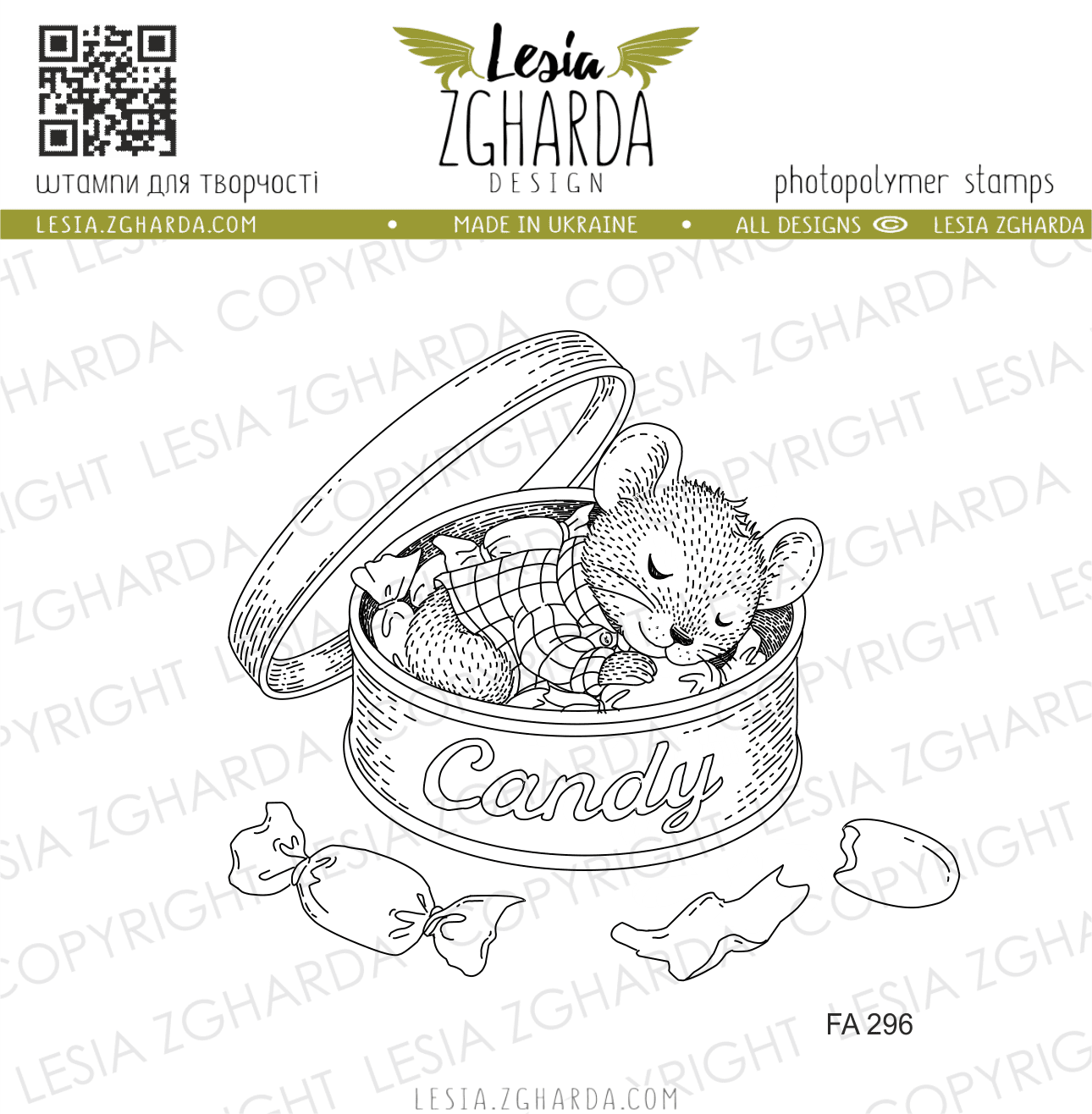 {FA296} Stamp Set "Sleeping Mouse in Candy Tin"