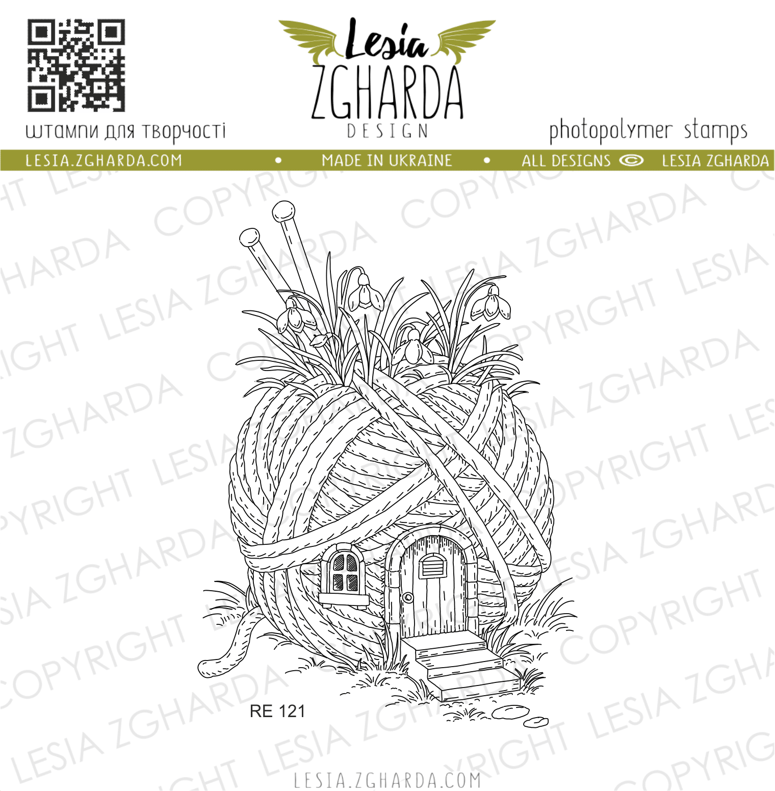 {RE121} Stamp “Spring Threads Fairy Tale Cottage”