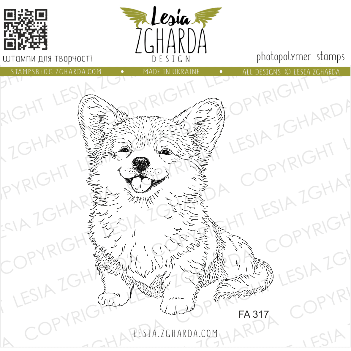 {FA317} Stamp “Happy Corgi”