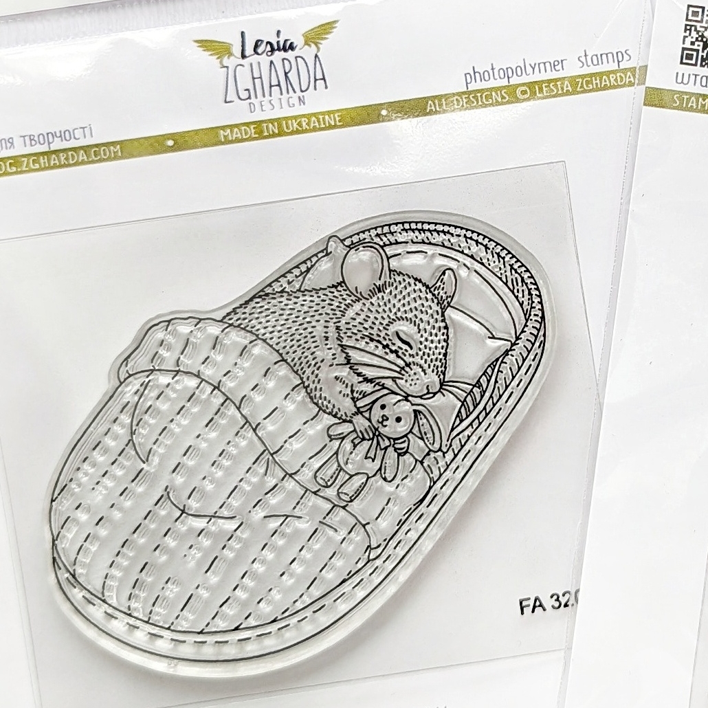 {FA320} Stamp "Sleeping Mouse in a Cozy Slipper"