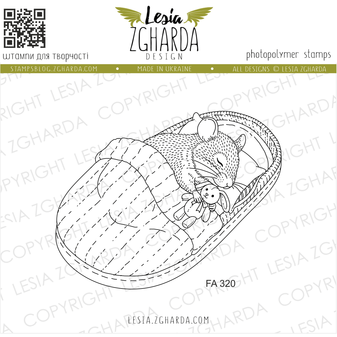 {FA320} Stamp "Sleeping Mouse in a Cozy Slipper"
