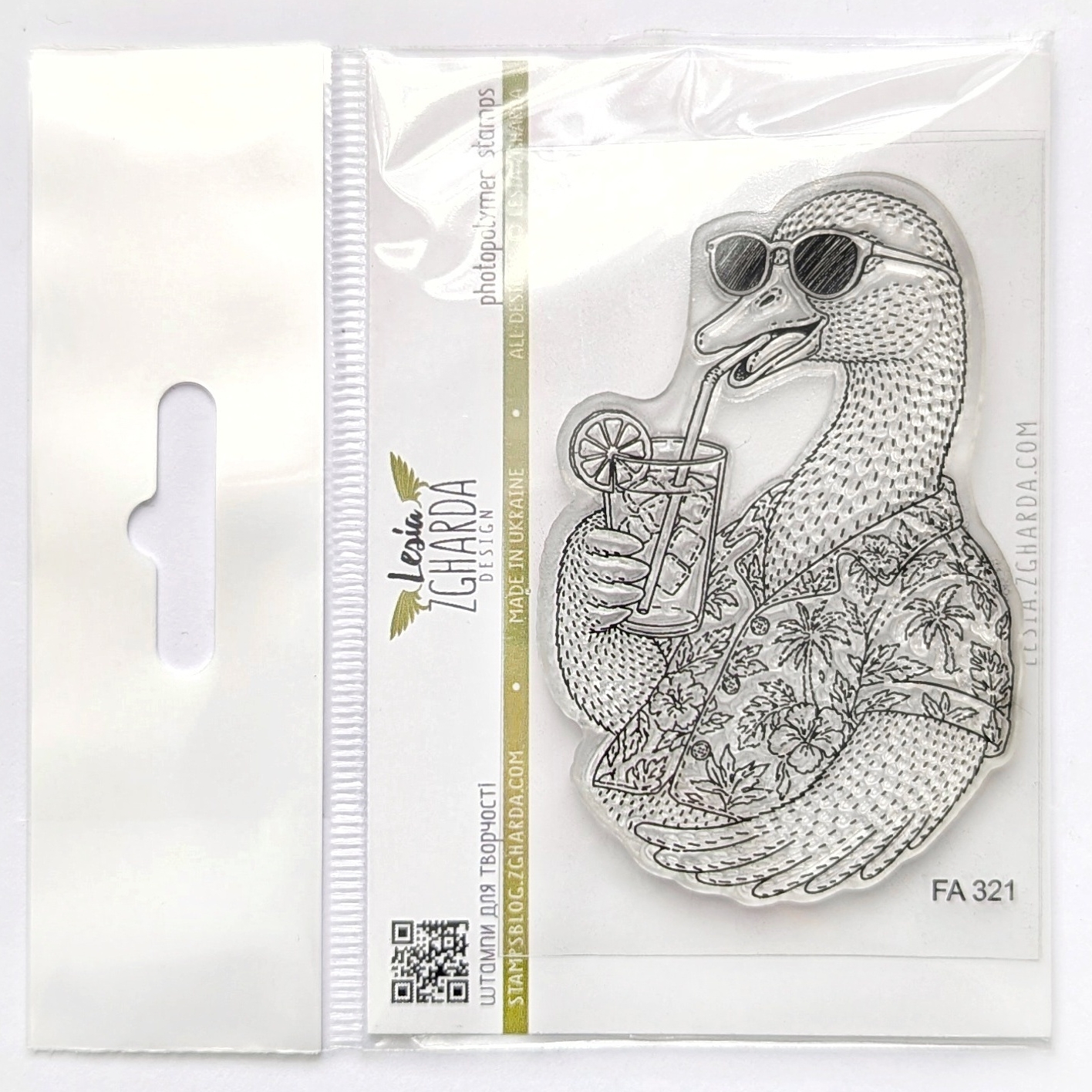 {FA321} Stamp "Chill Goose with Lemonade in Sunglasses"
