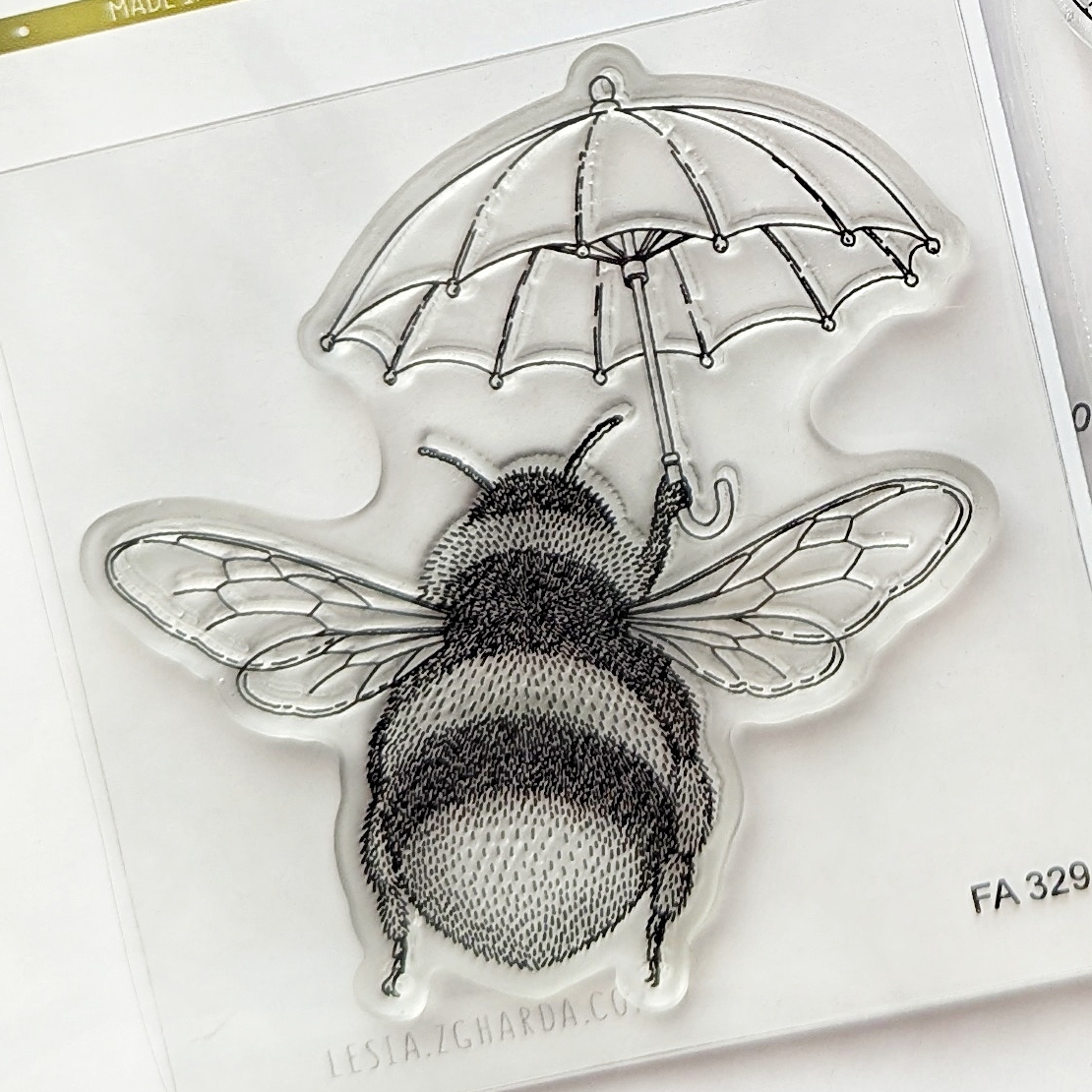 {FA329} Stamp “Flying Bumblebee with an Umbrella”