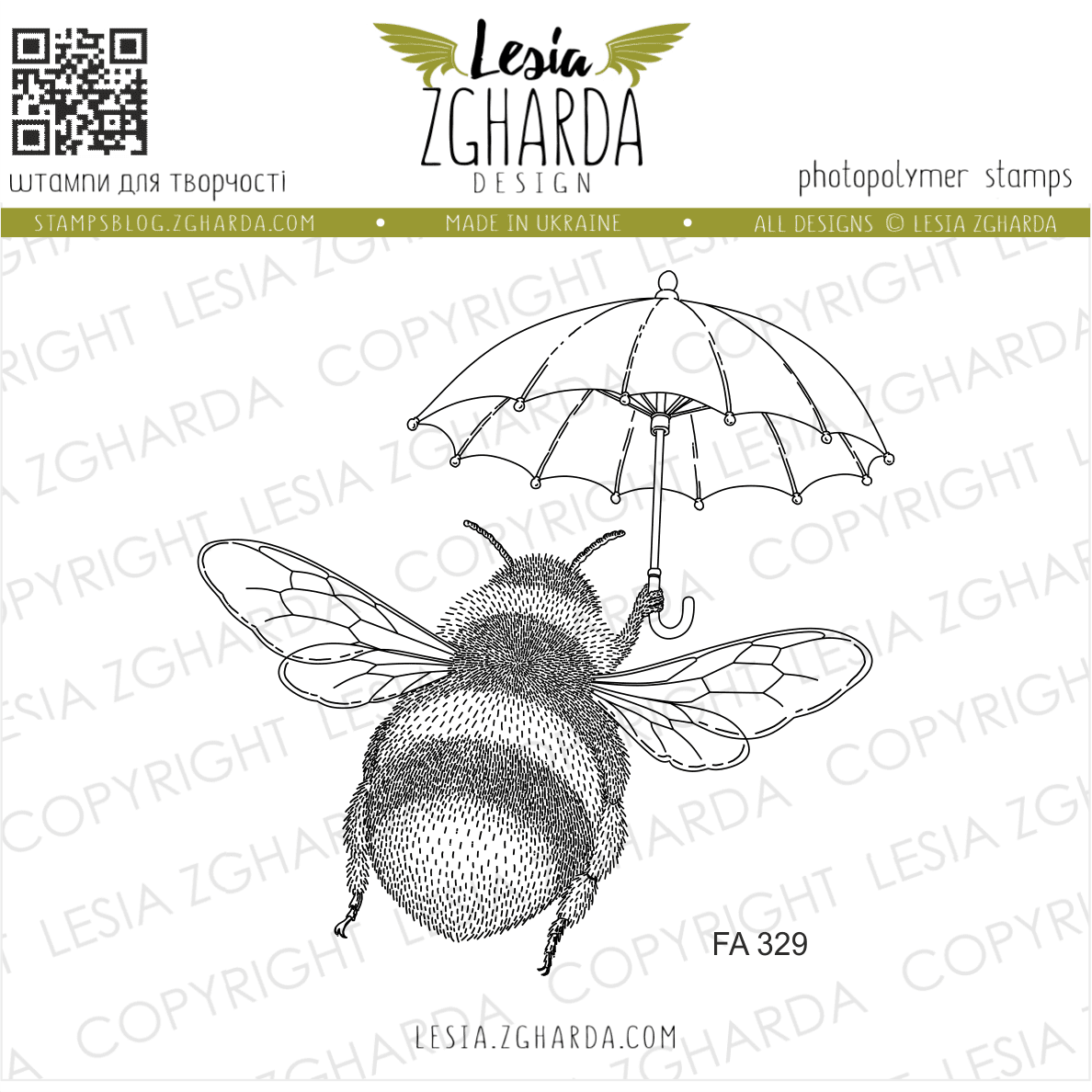 {FA329} Stamp “Flying Bumblebee with an Umbrella”