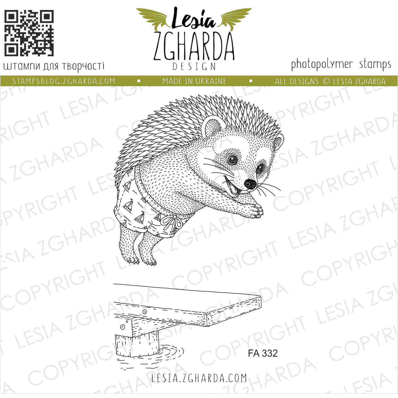 {FA332} Stamp Set “Hedgehog Jump from the Diving Board”