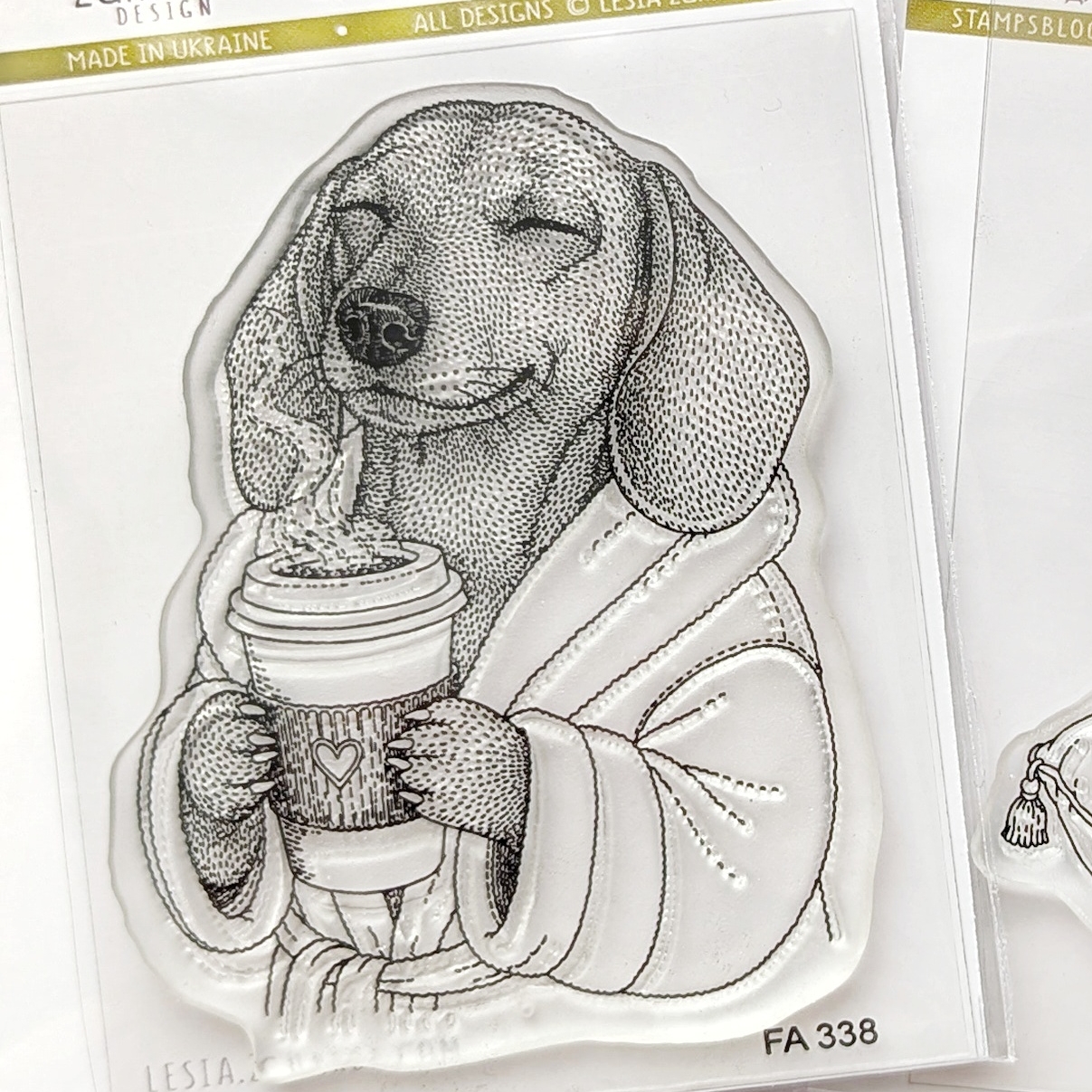 {FA338} Stamp "Dachshund with Morning Coffee"