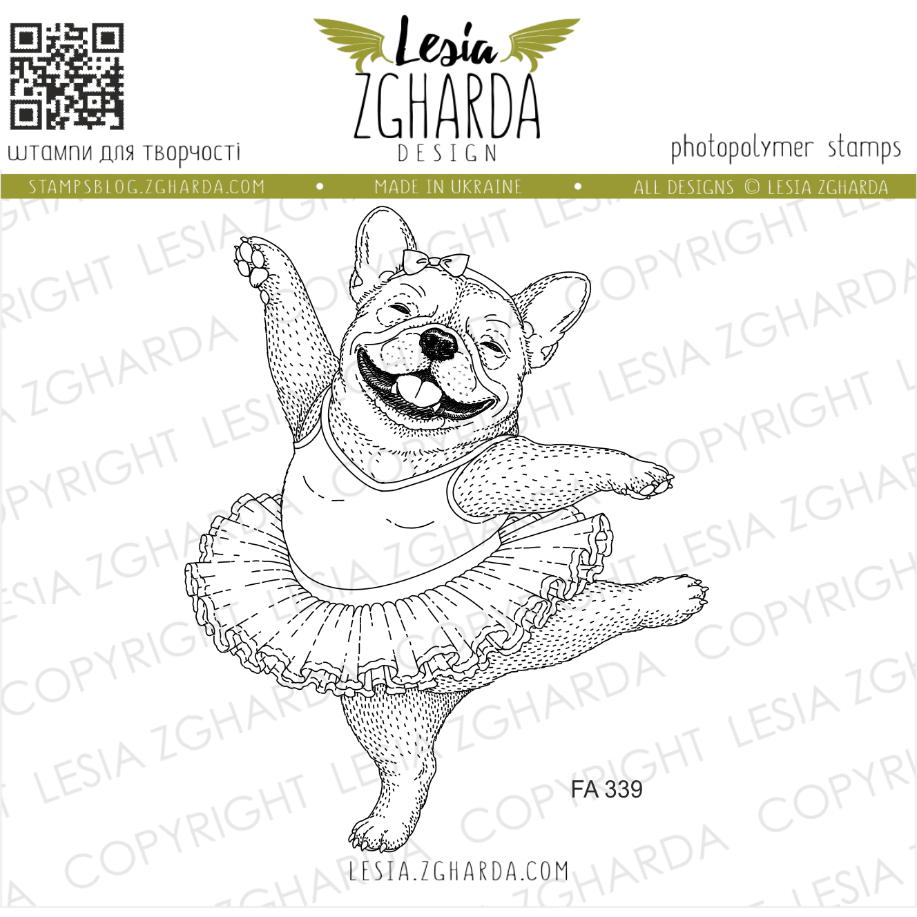 {FA339} Stamp "French Bulldog Ballerina"