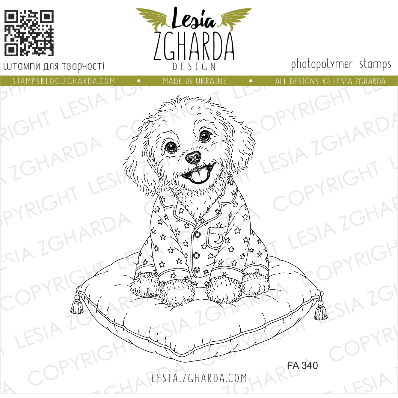 {FA340} Stamp "Cute Maltipoo on a Pillow"