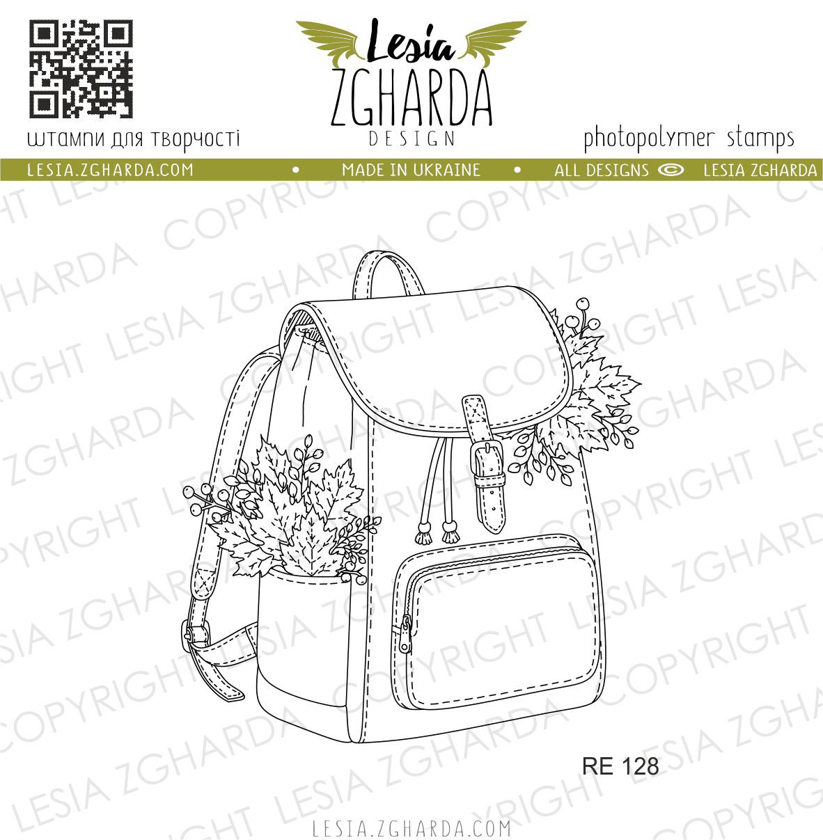{RE128} Stamp “Backpack of Autumn Leaves”