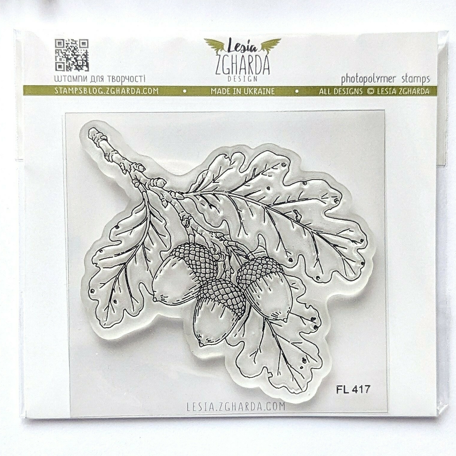 {FL417} Stamp “Oak Branch with Acorns (big)"