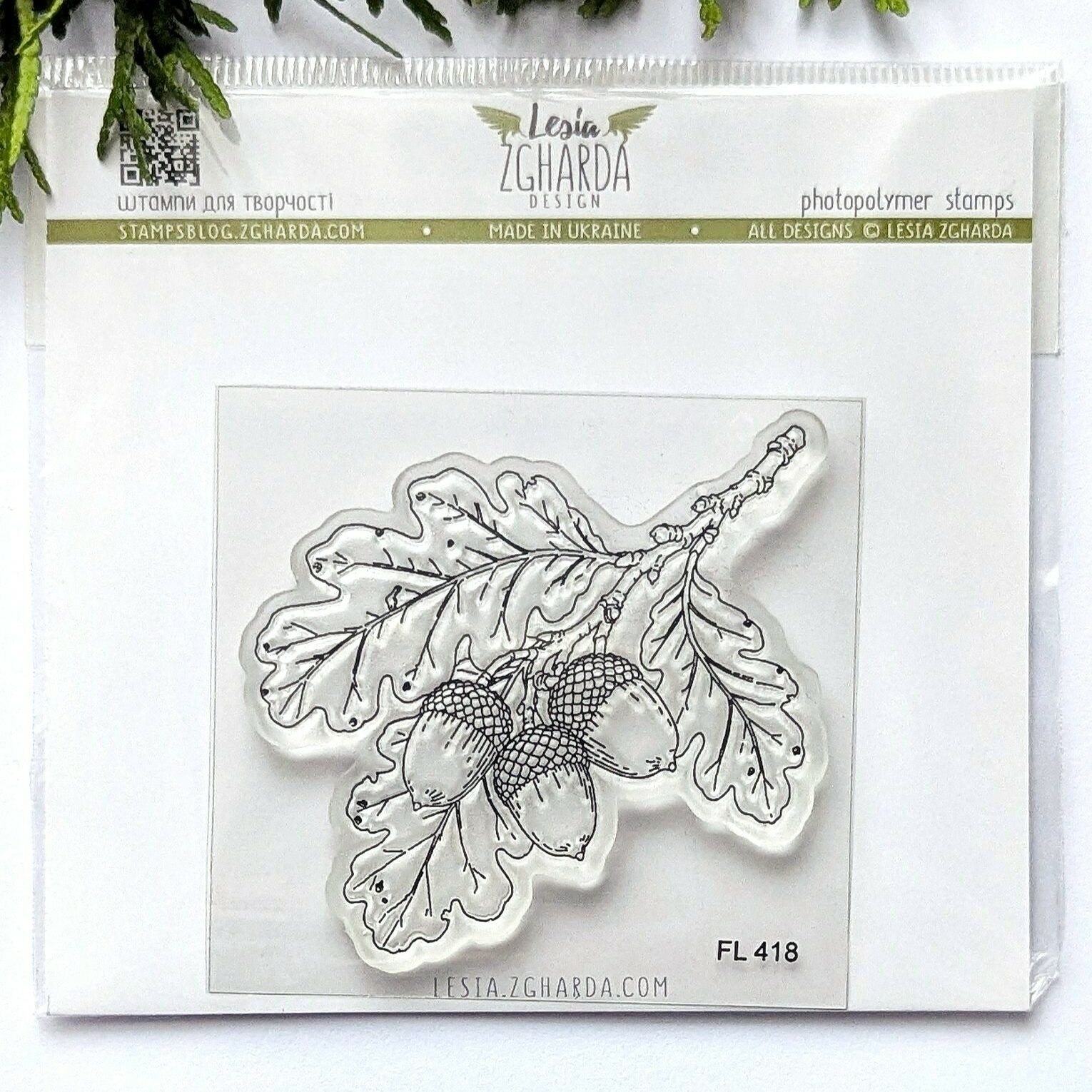 {FL418} Stamp “Oak Branch with Acorns (small)"