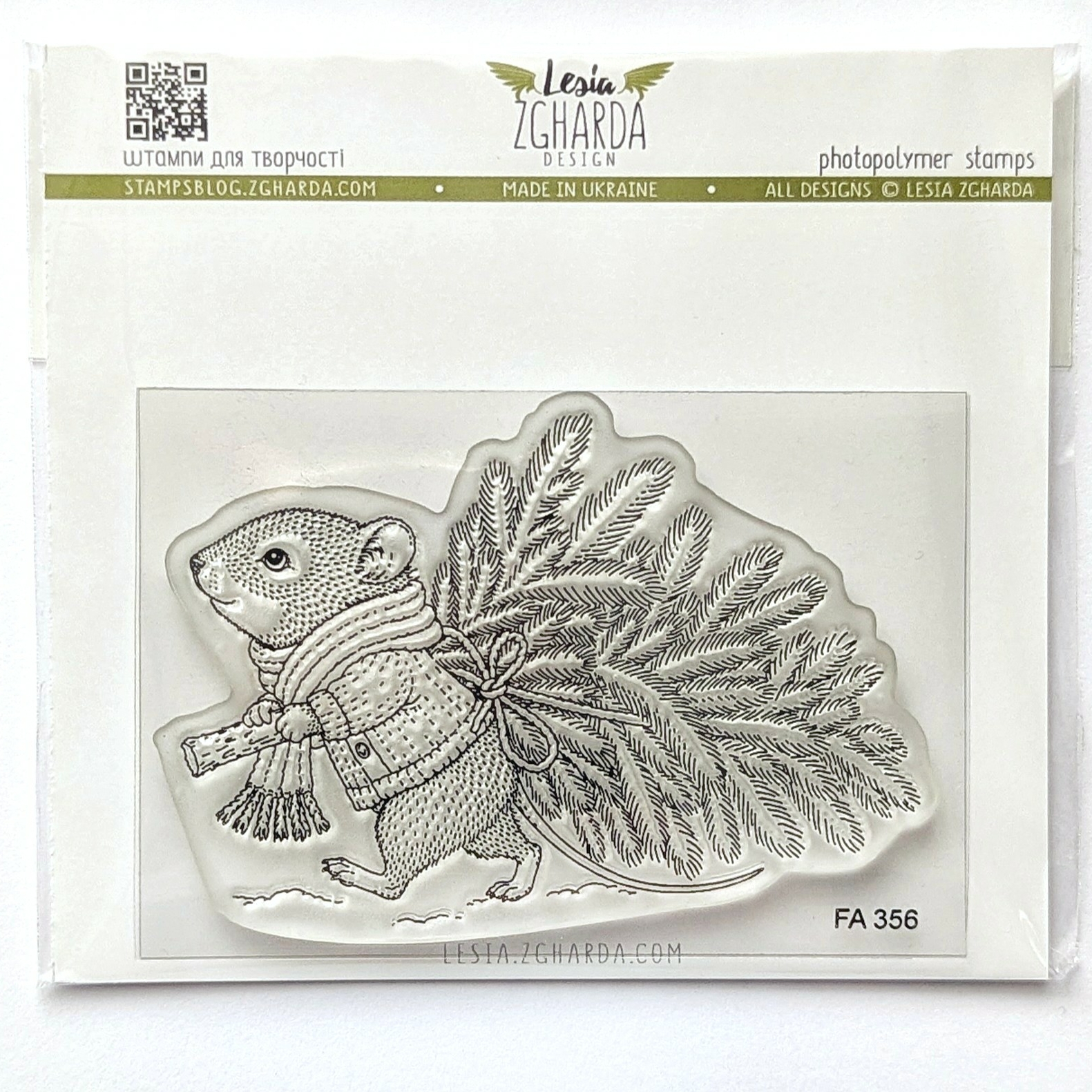 {FA356} Stamp “Cute Mouse with Christmas Tree”
