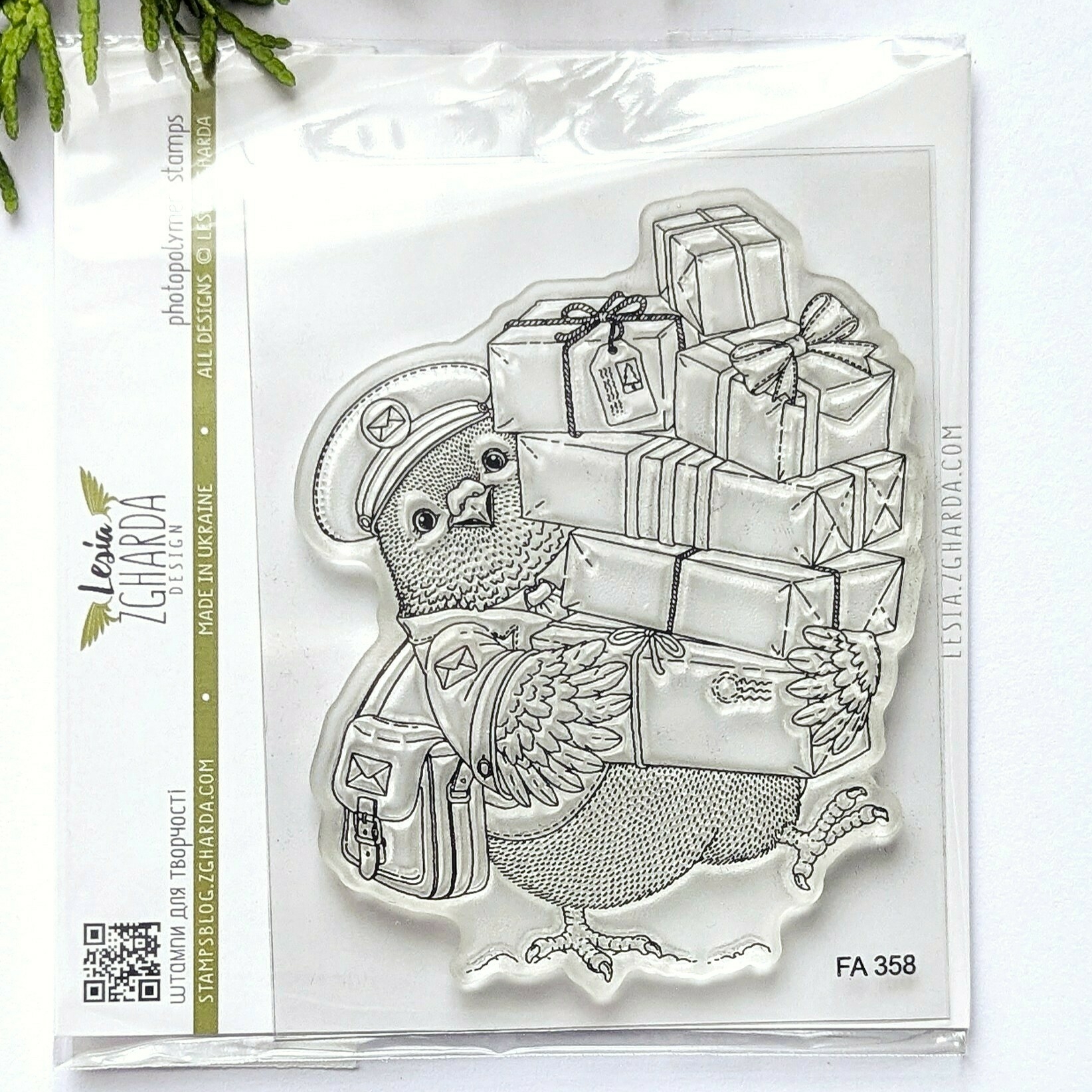 {FA358} Stamp “Pigeon with Packages"