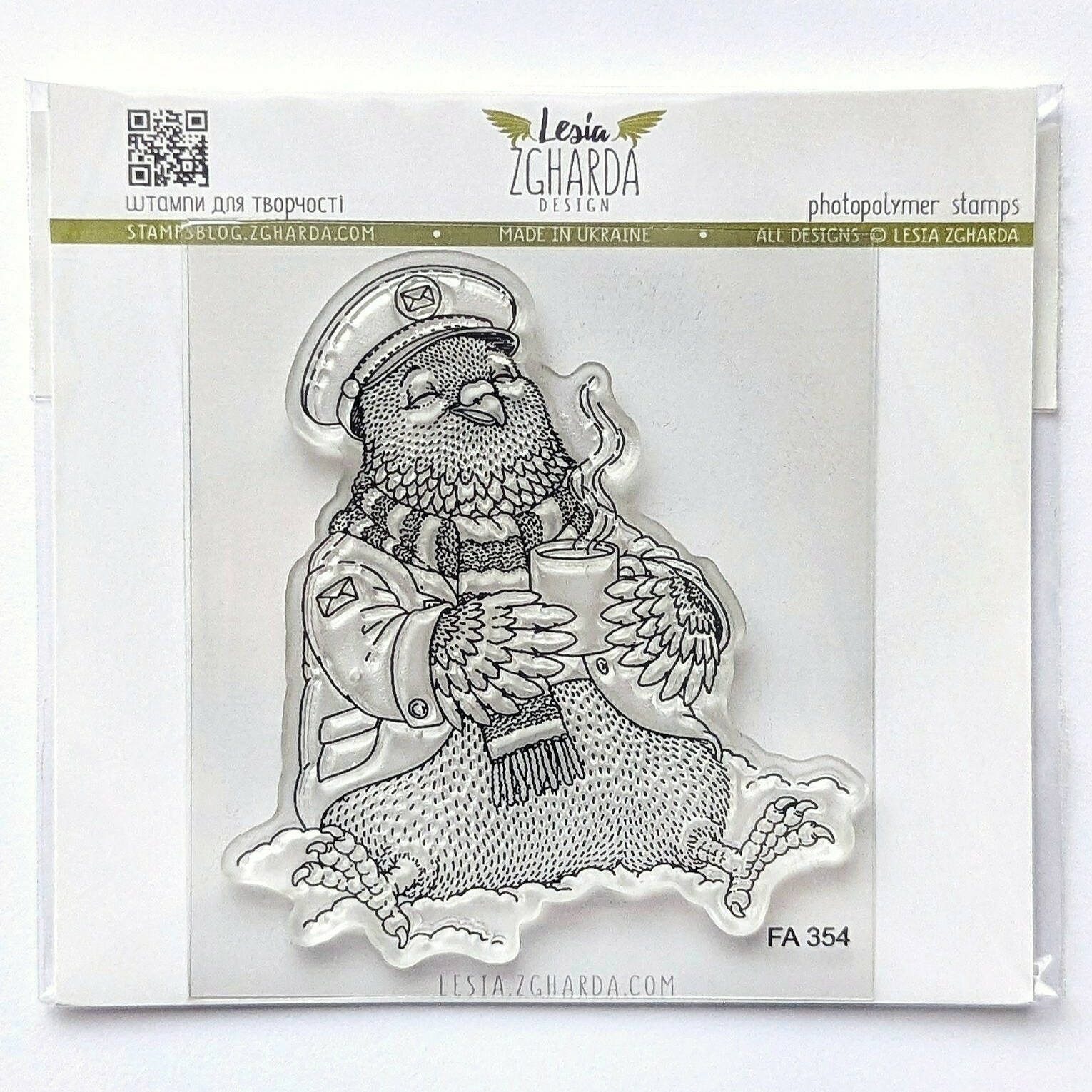 {FA354} Stamp "Post Pigeon with Coffee”
