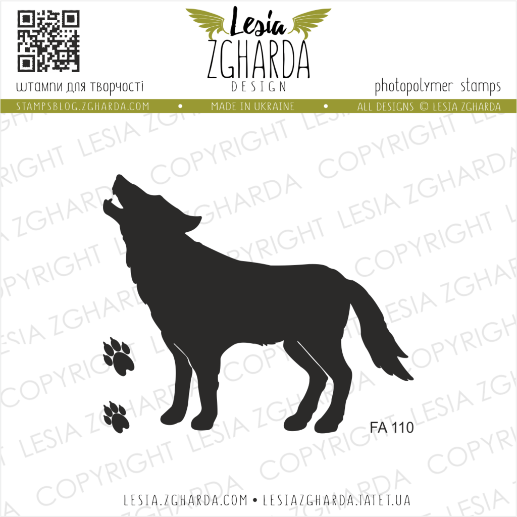 Image - Wolf and paw prints stamps by Lesia Zgharda clear stamps. A lot of wolf stamp, fox, polar bear, and more wild or cute animal stamps in our store. Welcome!