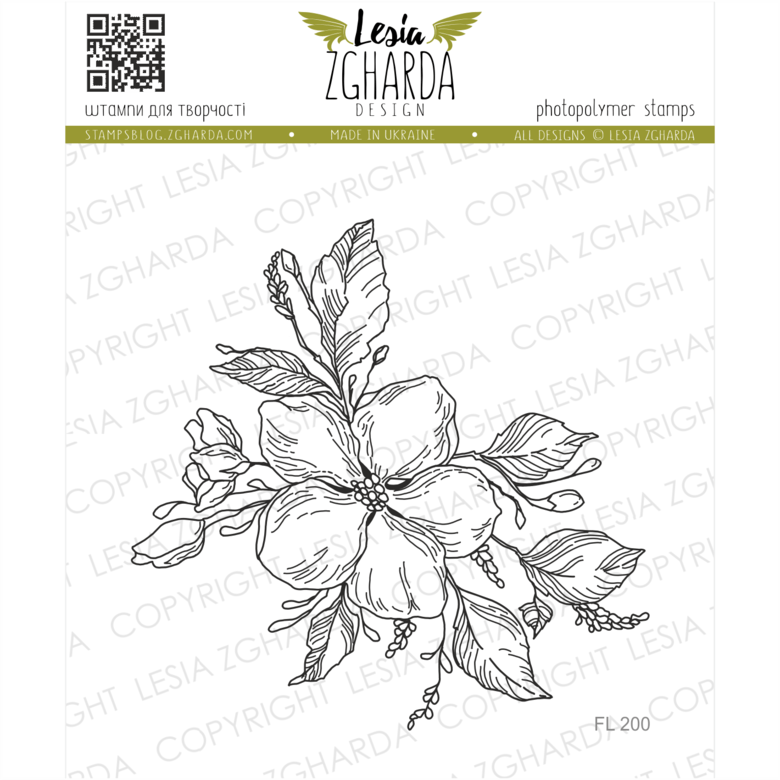 {FL200} Stamp "Cherry blossom with hatching"