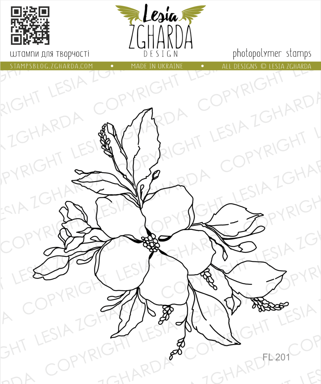 {FL201} Stamp "Cherry blossom contour"