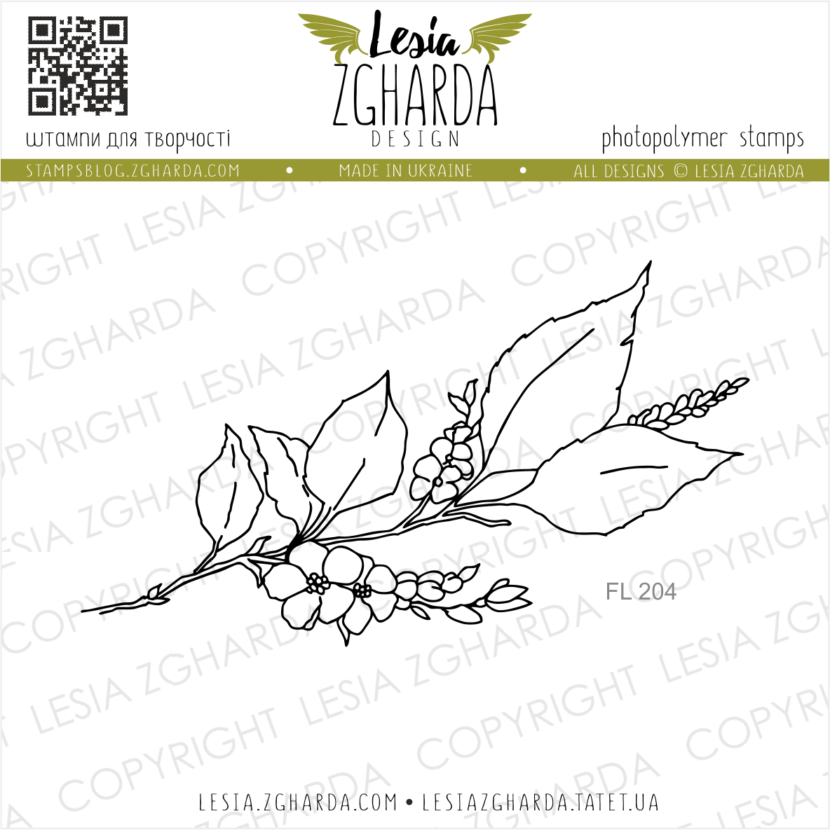 {FL204} Stamp "Sprig of blossom contour"