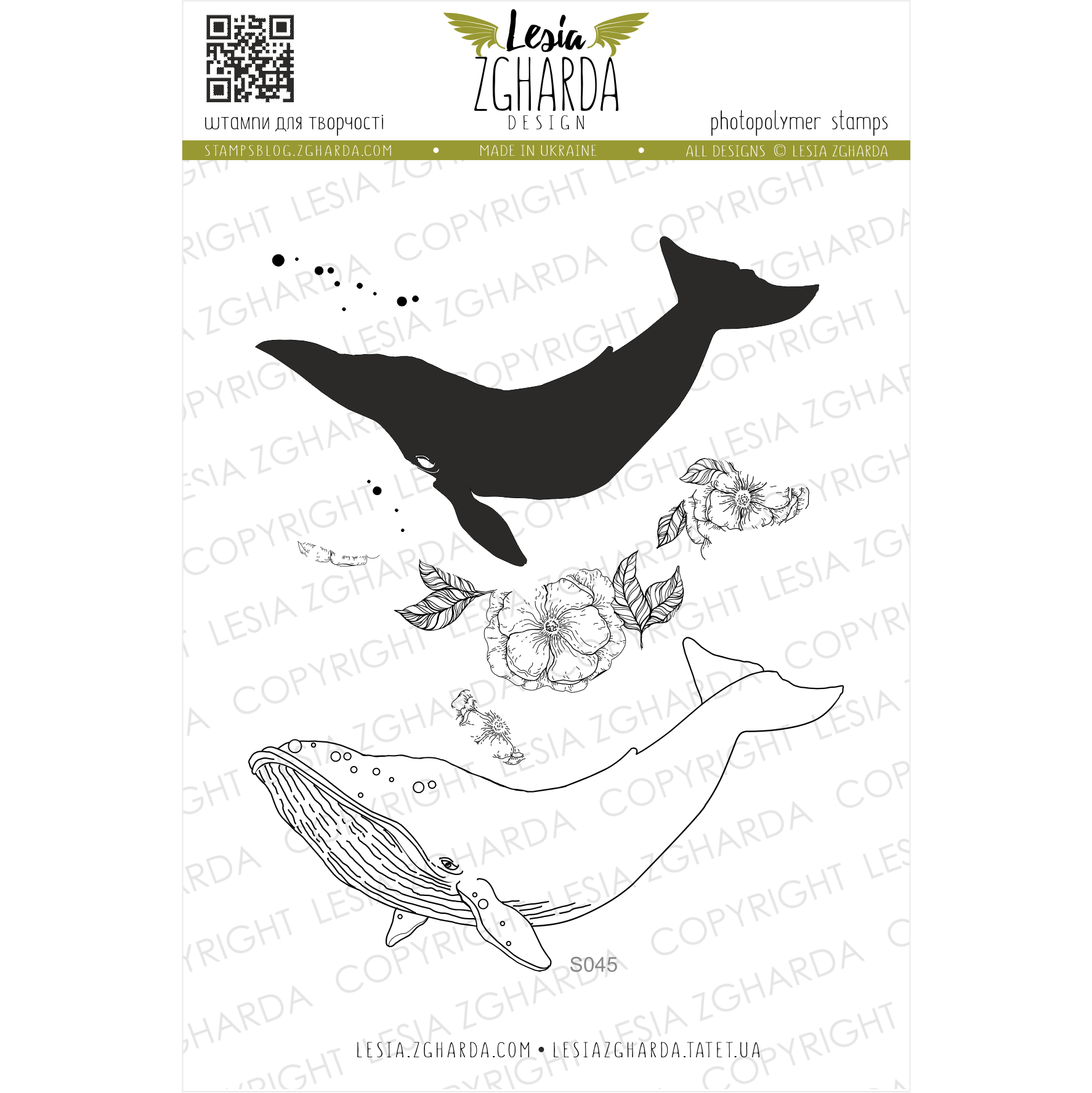 {S045} Stamp Set "Layered whale"