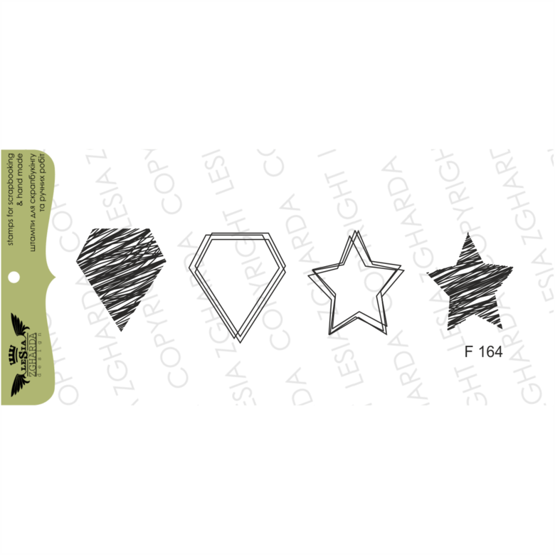 {F164} Stamp Set ''Diamonds and star dudling''