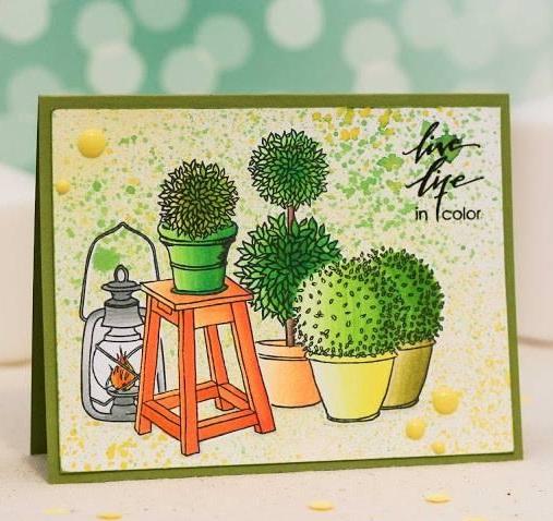 {FL113} Stamp Set "A chair with a flowerpot"