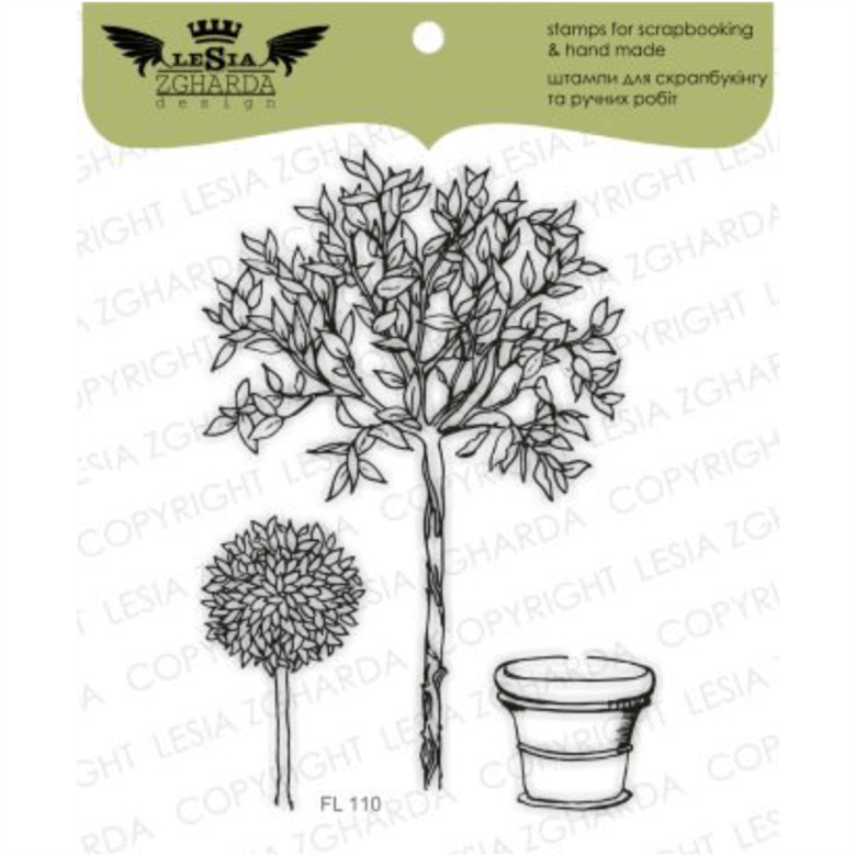 {FL110} Stamp Set "Trees with a flowerpot"