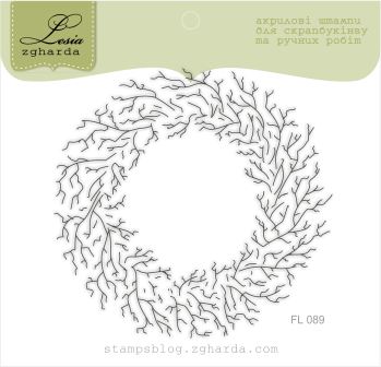 {FL089} Stamp  "Branches wreath"