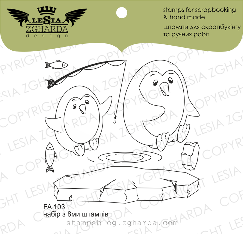 {FA103} Stamp Set "Penguin on the ice"