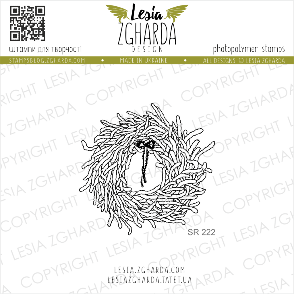 Image - Christmas wreath with a bow stamp by Lesia Zgharda clear stamps