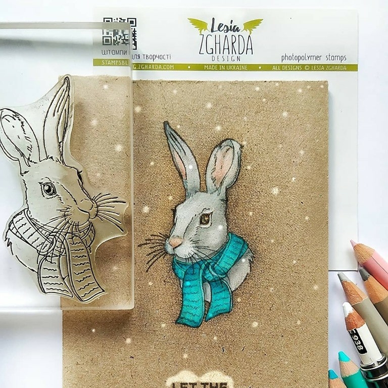 {FA113} Stamp "Bunny in the scarf"