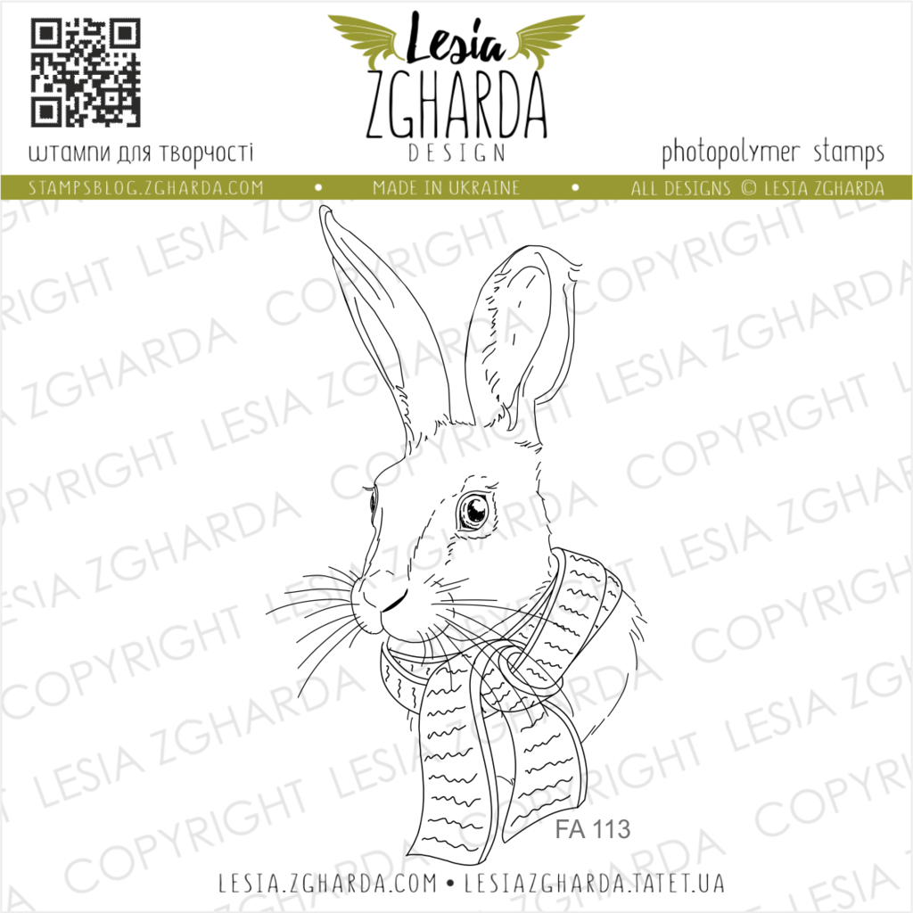 {FA113} Stamp "Bunny in the scarf"
