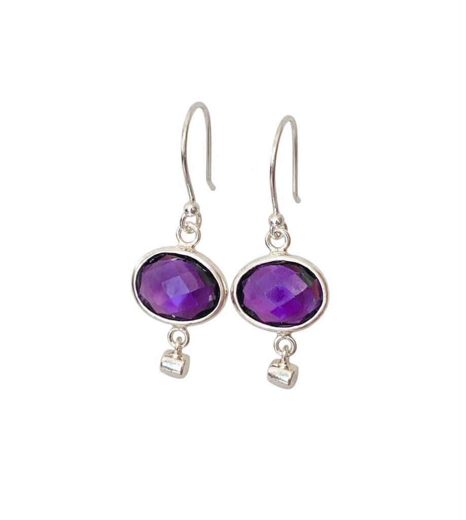 Boucles d’oreilles avec améthyste et zircon
