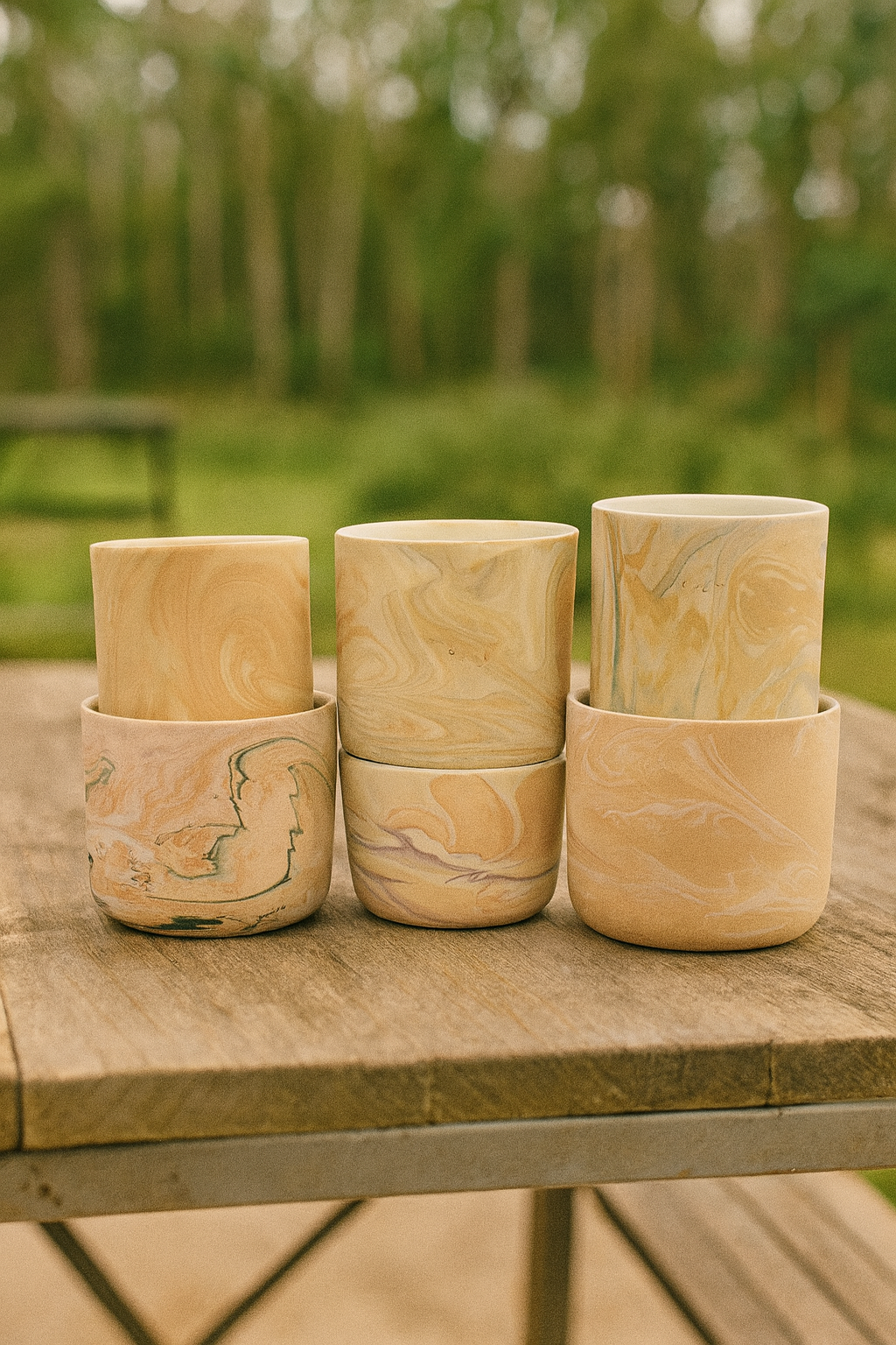 Marbling cup Beige