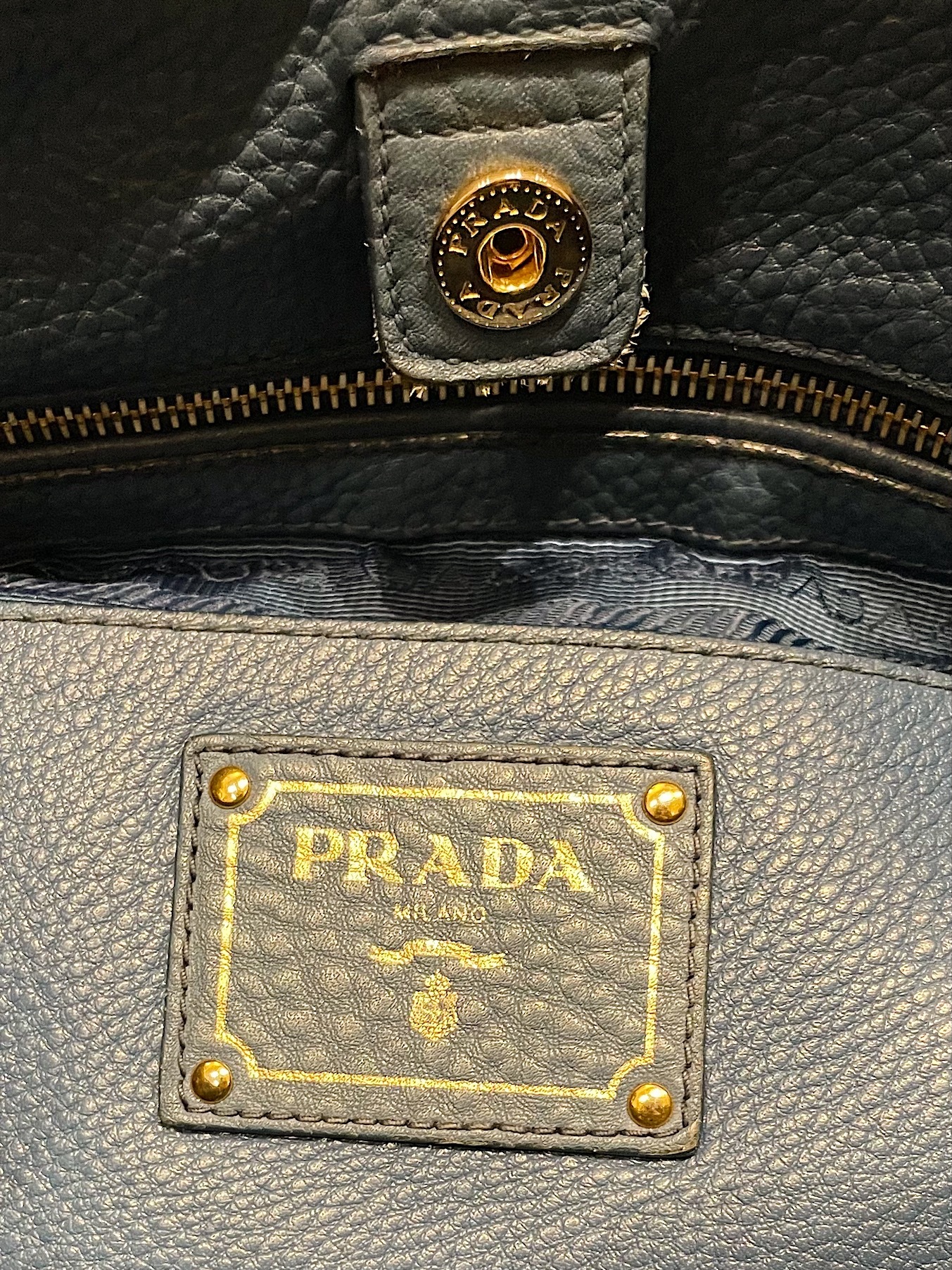 Prada pebbled hot sale leather satchel