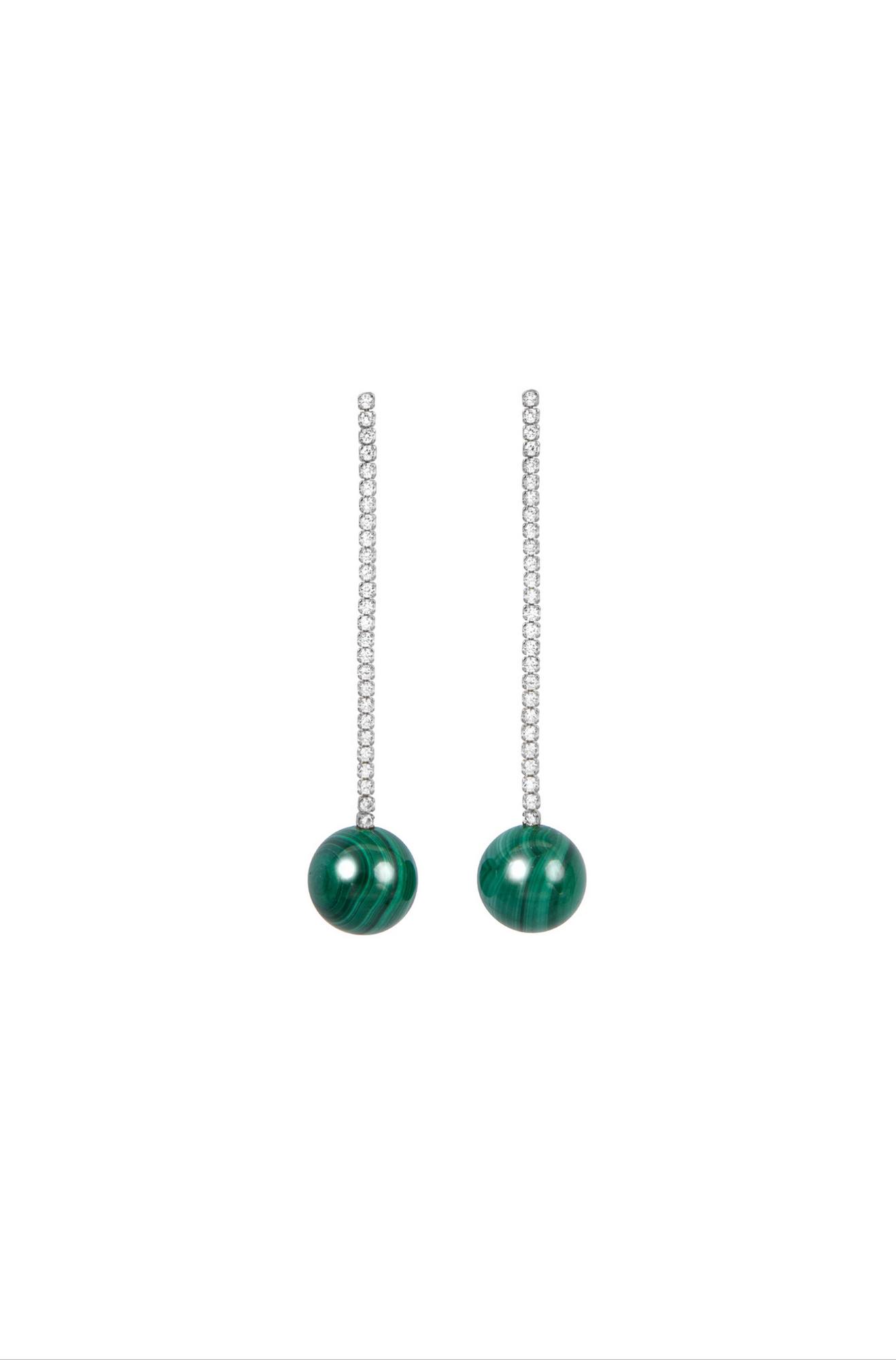 Серьги Kalla silver из малахита с цирконами