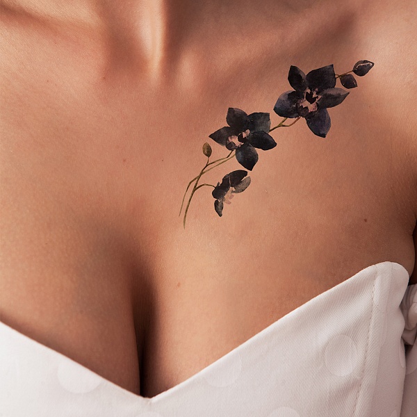 MIAMI TATTOOS (переводные тату) > Акварельные переводные тату Miami Tattoos Black Orchid купить в интернет-магазине