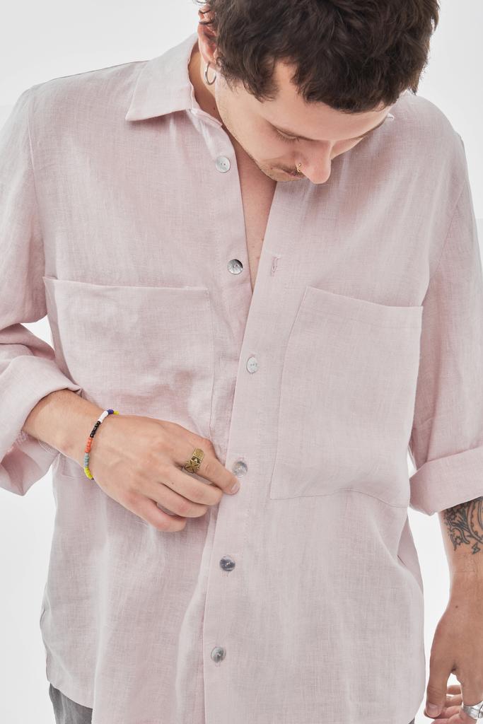 Сорочка оверсайз з льону "Пильна троянда"