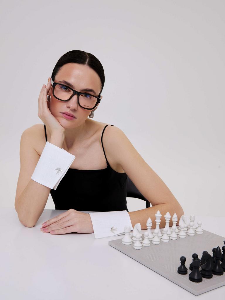 Лляні знімні декоративні манжети на ґудзиках з натуральної мушлі