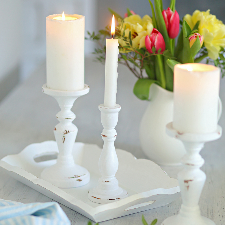 Подсвечник точёный белый для свечи 1,8-2см DreamWood