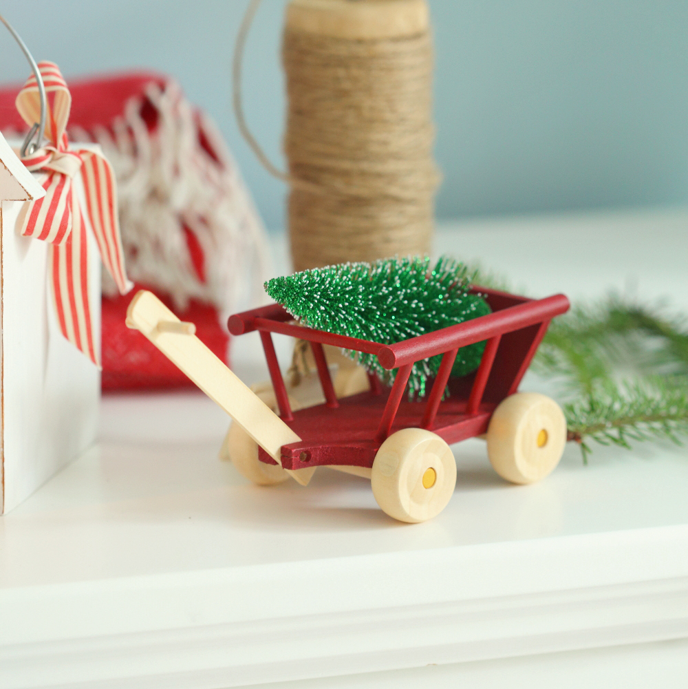 Візок дерев'яний червоний 11см Maileg