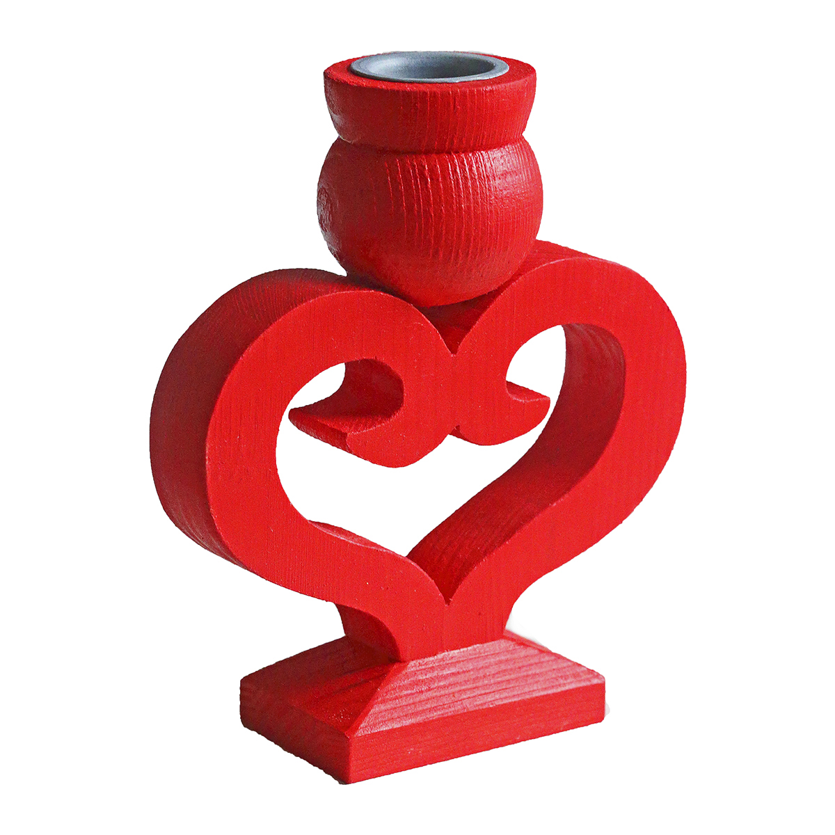 Підсвічник дерев'яний "Скандинавське серце" червоний DreamWood