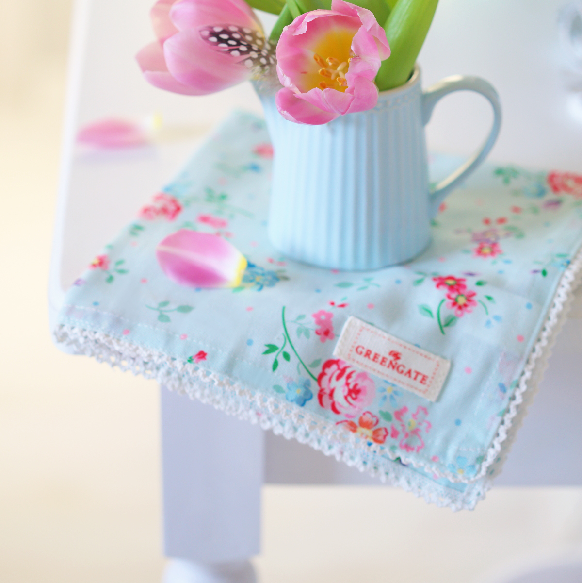 Серветка з мереживом 40х40см Belle Pale Blue GreenGate